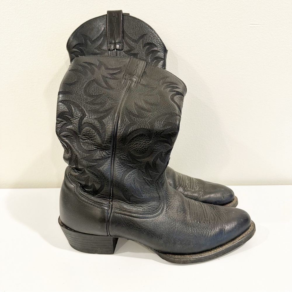 Ariat Men's Heritage R Toe Black Deertan Leather Western Cowboy Boots 9.5 EE - Picture 11 of 11